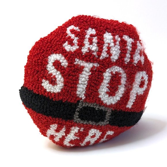 Red Santa Stop Here Decorative Christmas Pillow by Ashland | 8" x 8" | Michaels - Picture 2 of 4
